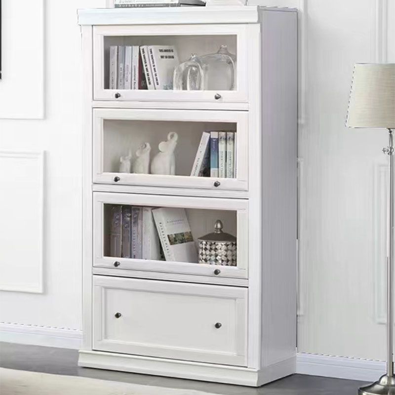 Contemporary White Shelf Bookcase Standard Wooden Book Shelf