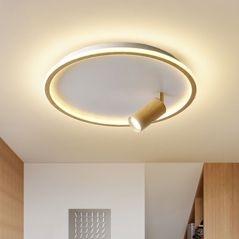 1 Spotlight Minimalism Circle Flush Mount Ceiling Light Aluminum Bedroom Flush Light