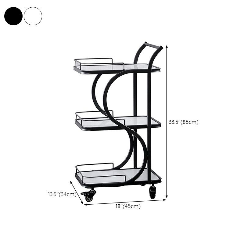 33.46" High Contemporary Prep Table Rolling Metal Prep Table for Home