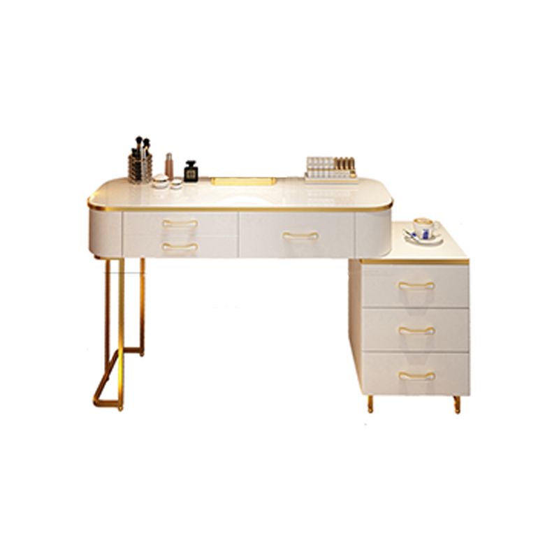 Wooden Makeup Vanity Desk Lighted Mirror Dressing Table Stool Set with Drawer