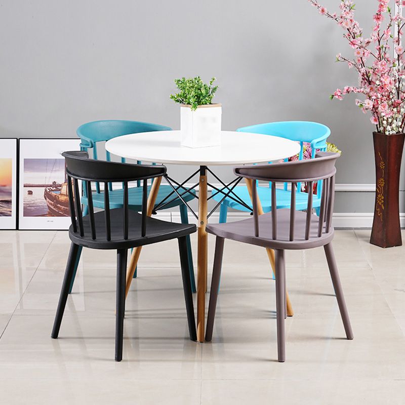 Silla trasera Windsor de estilo moderno, sillones de comedor con patas de plástico para cocina