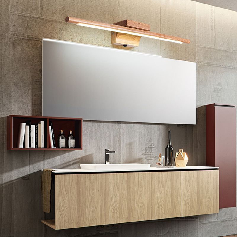 Vanité linéaire lumière murale moderne de style minimaliste en bois unique de vanité unique