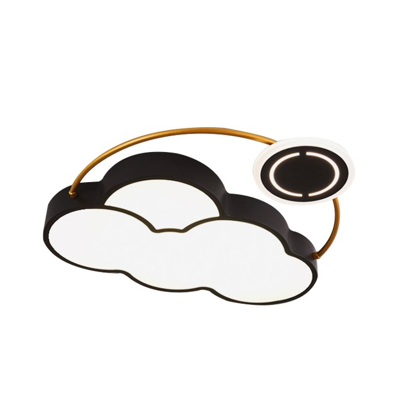 Cloud/Sun/Moon Shape Flush Mount Lighting Nordic Acrylic LED Bedroom Flush Lamp Fixture in Black and Gold