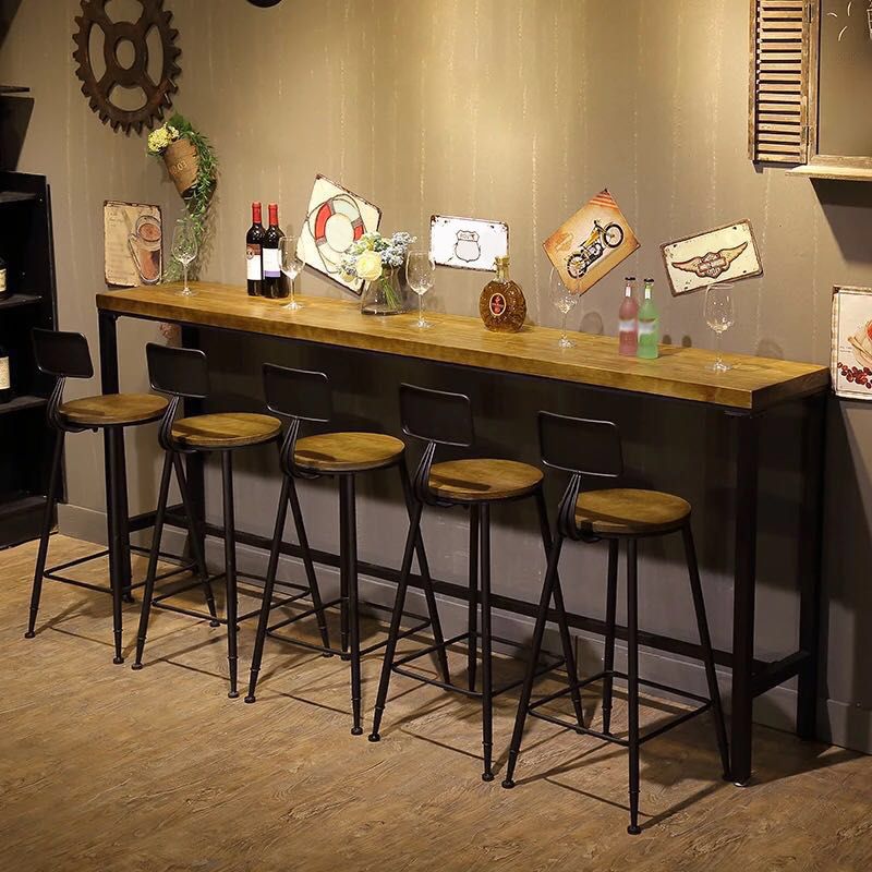 Industrial 1/6/11 Pieces Bar Table Set Rectangle Wood Counter Table with Stools