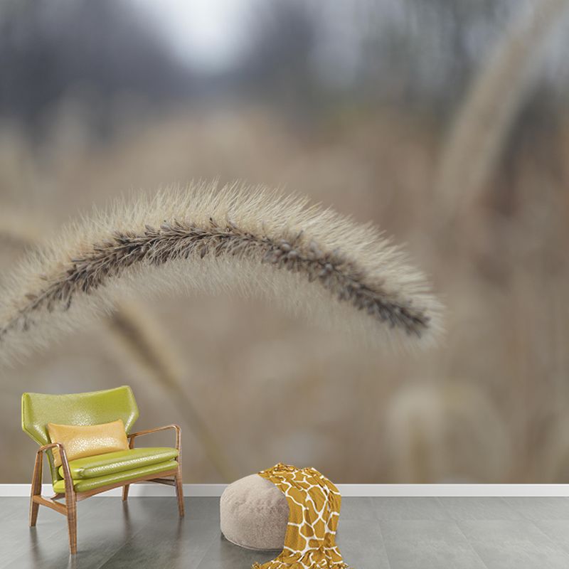 Customized Dogs Tail Grass Wall Mural Stain Resistant for Living Room Decor