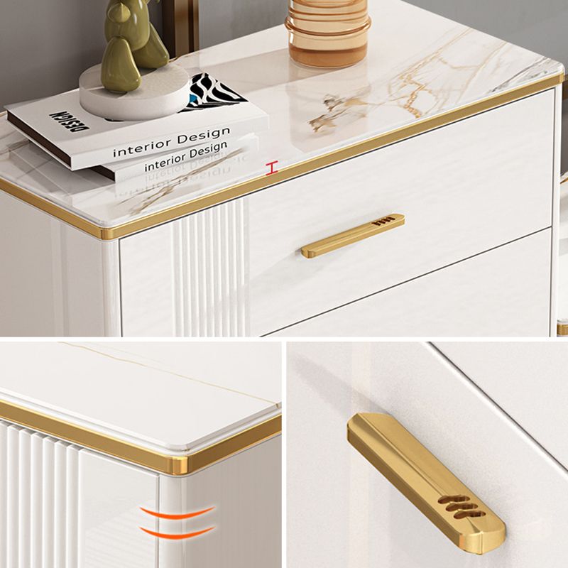 Glam Stone Storage Chest Bedroom 11.8" Wide Chest in White with Drawers