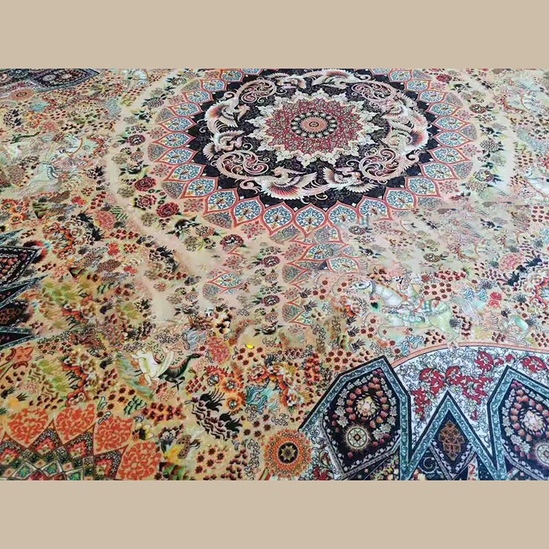 Nostalgia Ethnic Style Carpet Polyester Area Rug Stain Resistant Indoor Carpet for Living Room