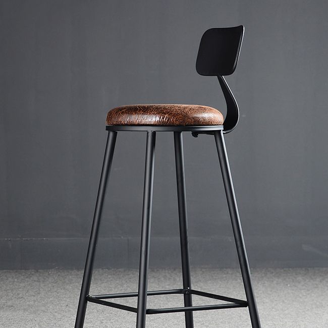 Industrial Style Bar Stool Wooden Counter Bar Stool with Metal Legs for Home
