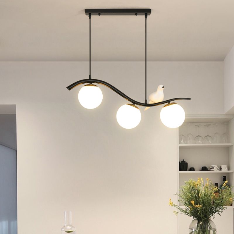 Industrial Black Kitchen Island Lighting Glass Shaded Ceiling Light for Home