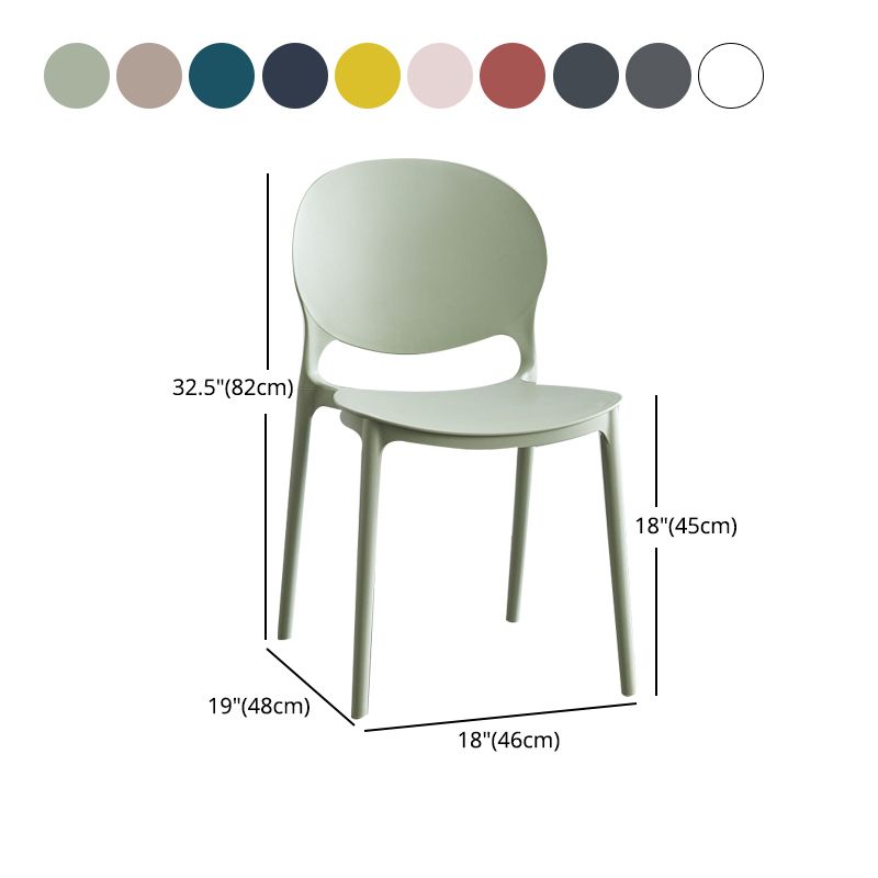Silla escandinava de plástico para interior y exterior, silla lateral con respaldo abierto