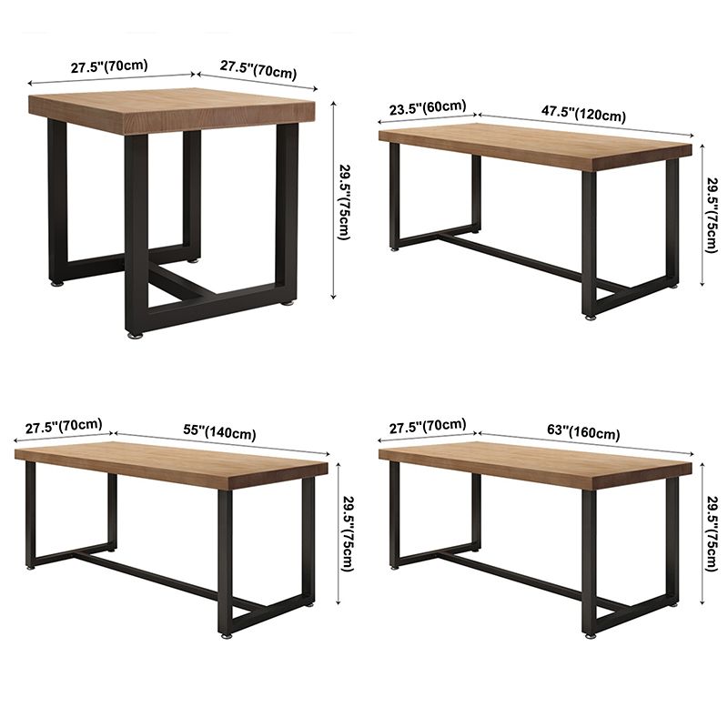 Industrial Dining Table Pine Solid Wood Table with Trestle Base for Dining Room