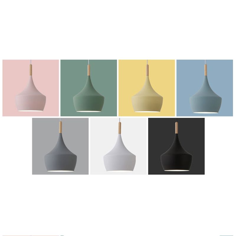 Geometric Metal Pendant Light Fixture Macaron Style 1-Light Hanging Light for Dining Room