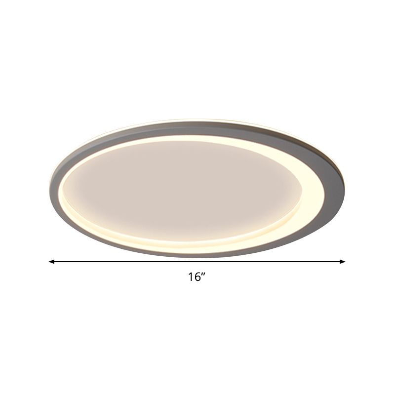 12"/16"/19.5" W Grey Oval Ring Ceiling Light Nordic Style LED Metallic Flush Mount Lamp in Warm/White/3 Color Light