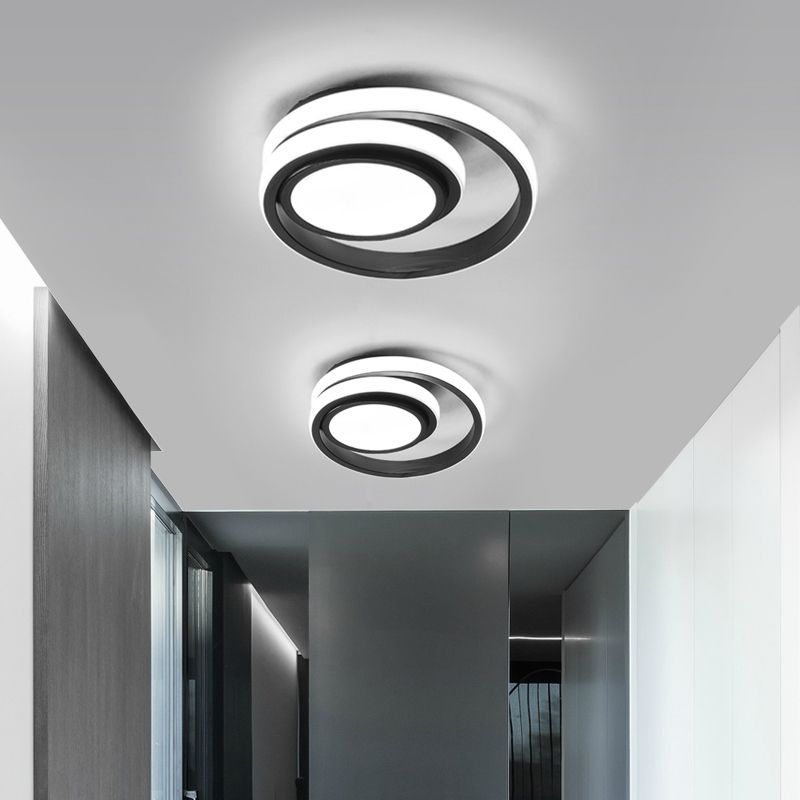 Plafonnier LED noir et blanc avec abat-jour en acrylique, plafonnier moderne