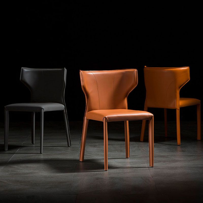 Modern Leather Dining Room Chair Armless Wingback Side Chair