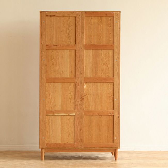 Modern Solid Wood Wardrobe Cabinet 2 Sliding Doors Sliding with Drawer