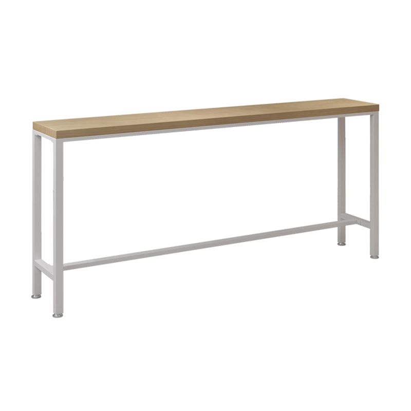 Rectangular Bar Height Table White Legs and Metal Base Bar Table for Patio Use