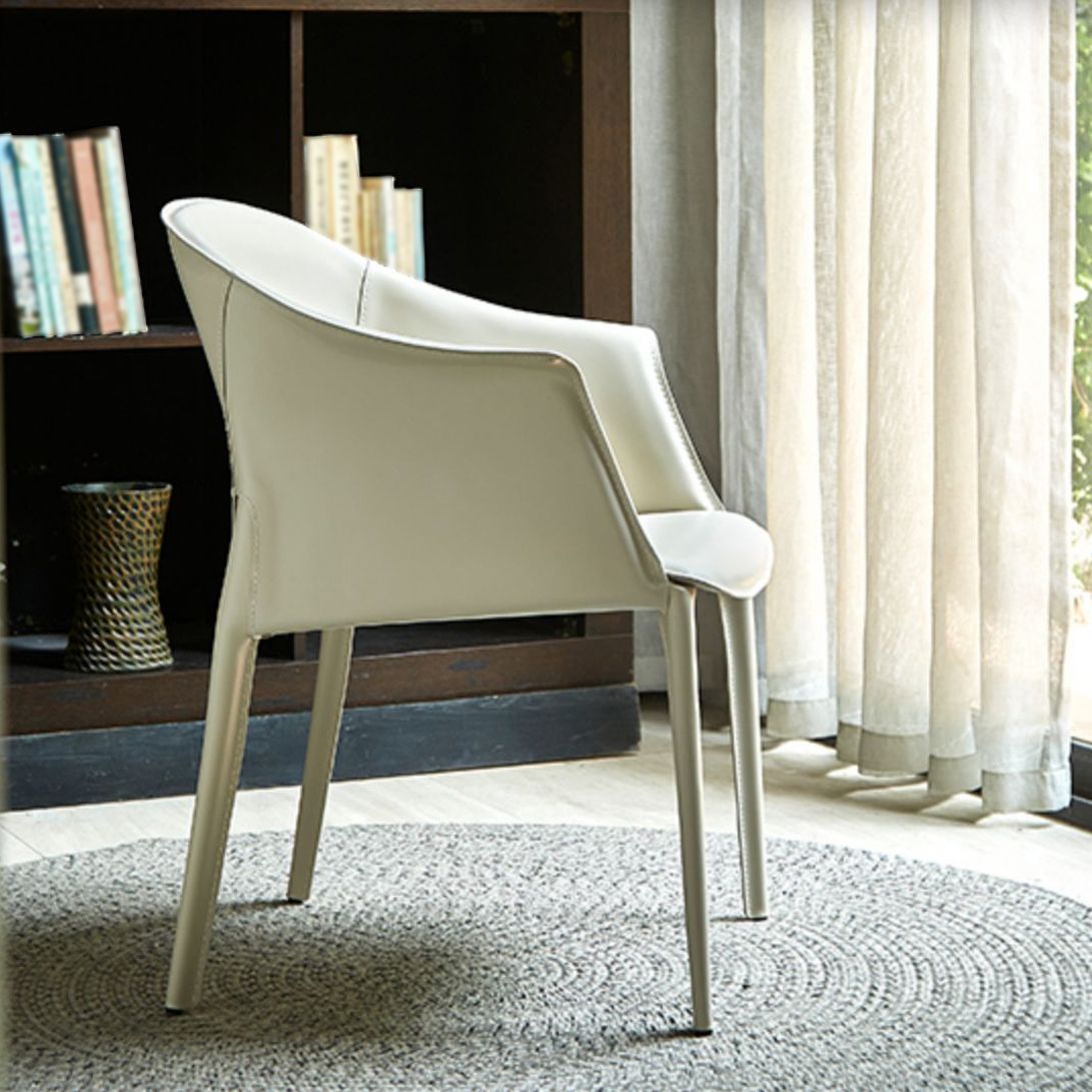 Silla de comedor de metal moderno, silla de comedor de cuero para uso en restaurantes