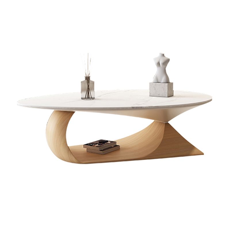 Modern Oval Cocktail Table Trestle Slate Top Coffee or End Table