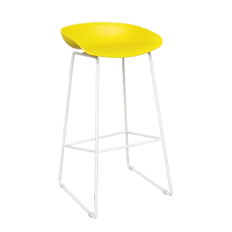 Scandinavian Plastic Bar Stools Footrest Indoor Counter Stool with Metal Legs