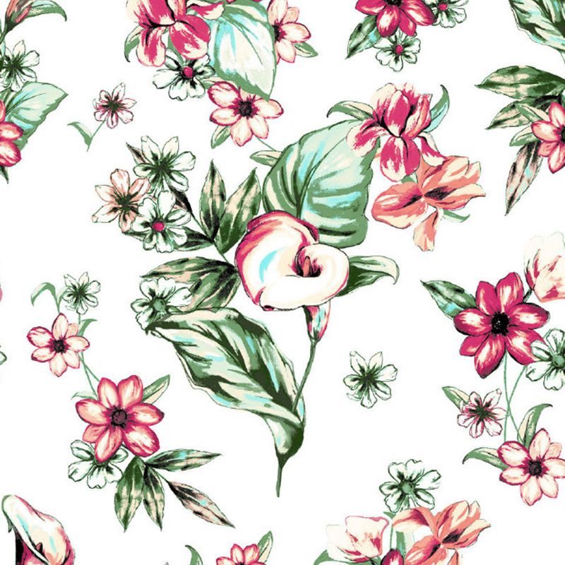 Tropics Flower Sleeping Flamingo Murals Red-Green Stain Resistant Wall Decor for Home