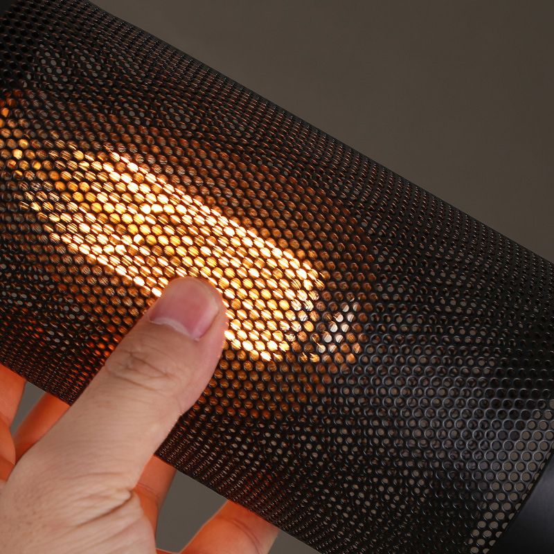 Black Cylindrical Iron Cage Hanging Light Retro Industrial Style Single Bulb Pendant Fixture