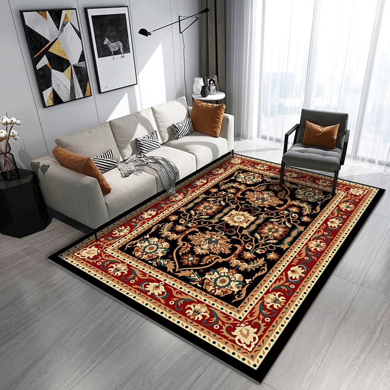 Nostalgia Medallion Pattern Carpet Polyester Area Rug Non-Slip Backing Indoor Rug for Living Room