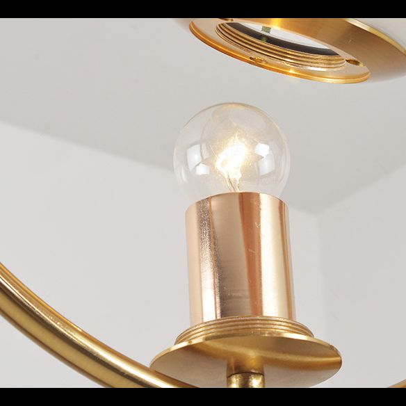 13.7 Inches Wide Golden Ring Hanging Lamp Globe Glass Shade Post-modern Style Hanging Light