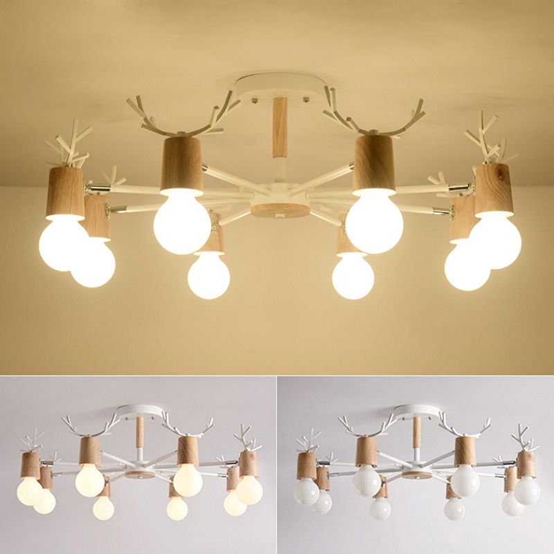 Luces de lámpara de araña de forma de asta de la lámpara de araña de madera moderna