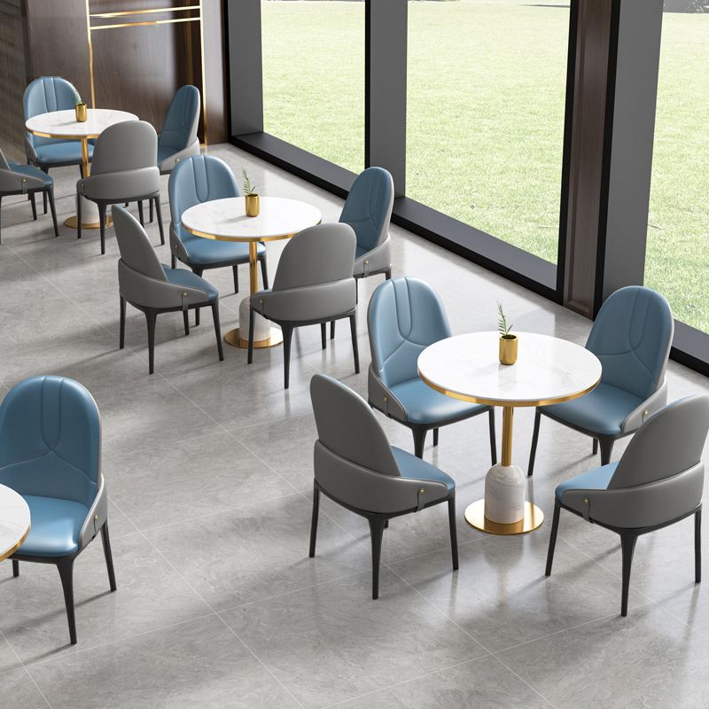 Glam Style Faux Marble Dining Set Round 1/4/5 Pieces Dining Set