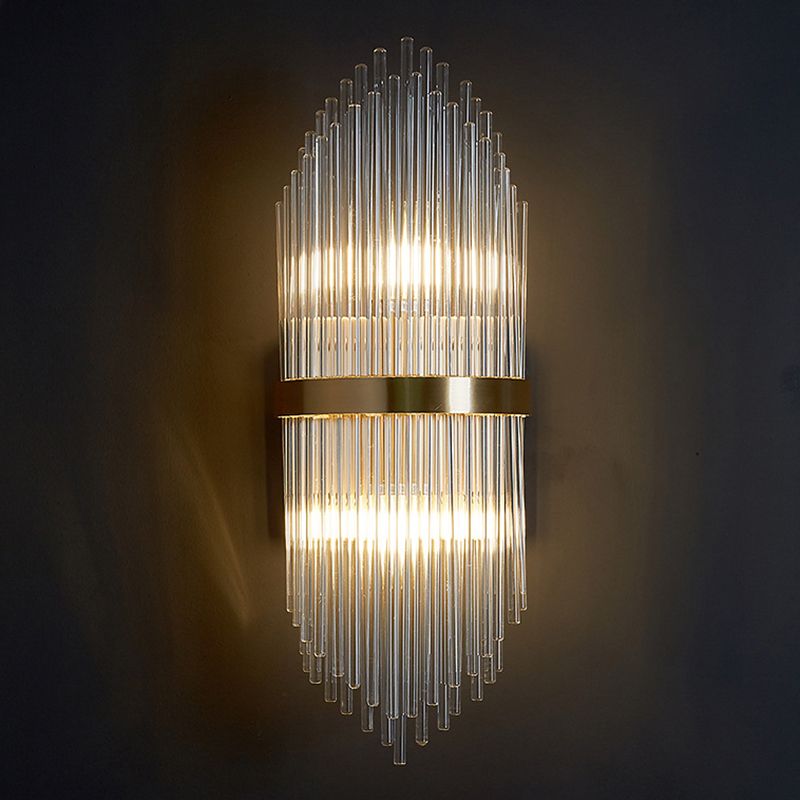 2-Light Geometric Wall Lamp Modern Crystal Sconce Light for Living Room