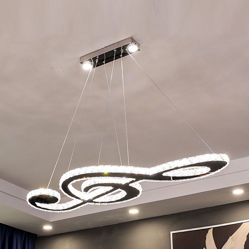 Contemporary Pendant Lights Note Shape Island Lights Crystal 3 Light for Kitchen Island