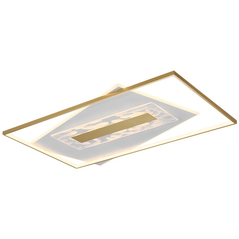 Geometric Shaped LED Flush Lamp Simplicity Acrylic Living Room Ceiling Light in Gold