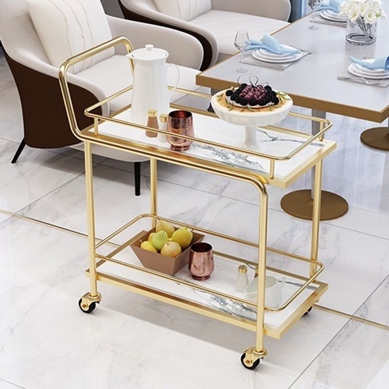 Contemporary Metal Prep Table 33.86"H Rolling Prep Table for Home Use