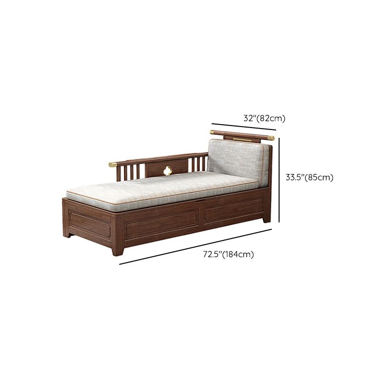 Cushioned Cotton Blend Chaise Lounge Daybed in Walnut of 72.4" W