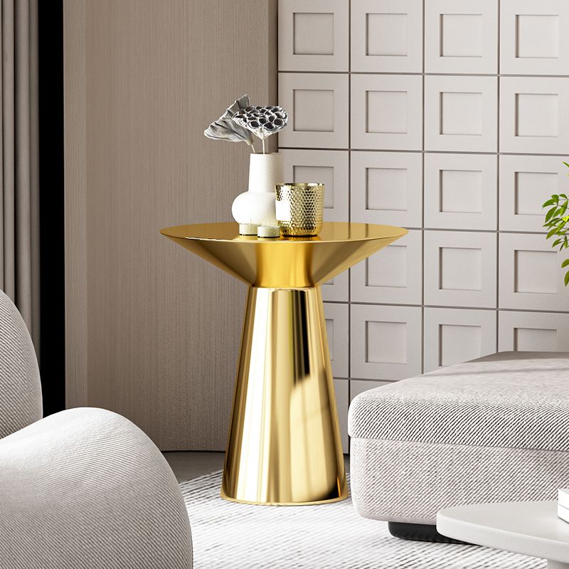 22.24" Tall Round Top Side Table Stainless Steel Pedestal End Table