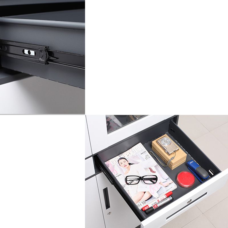 Modern Stainless Steel Bookcase Standard With Doors Shelf for Home Office