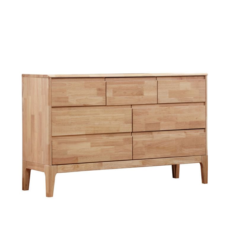 Contemporary Natural Accent Chest Rubberwood Chest with Drawers