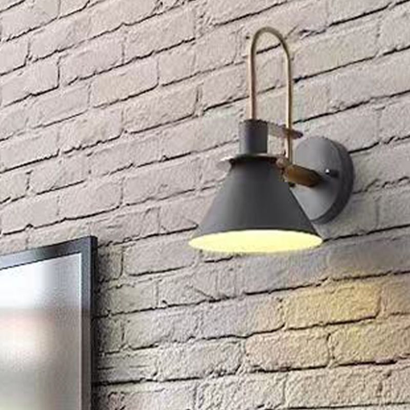 Nordic Style Iron Wall Light Colorful Cone Shape Wall Lamp for Bedroom