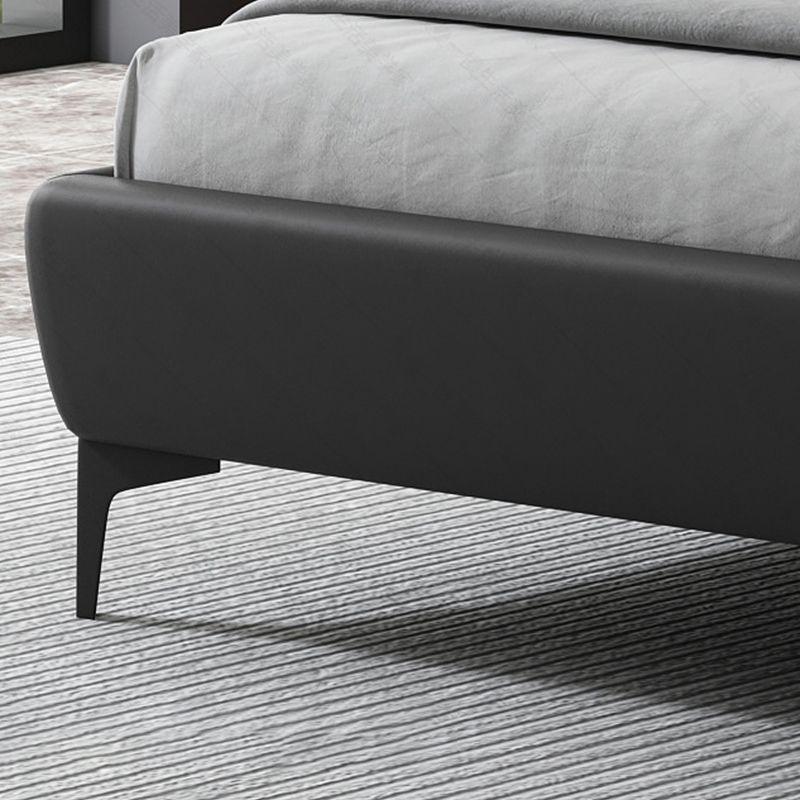 Mid-Century Modern Standard Bed with Legs and Wingback Headboard