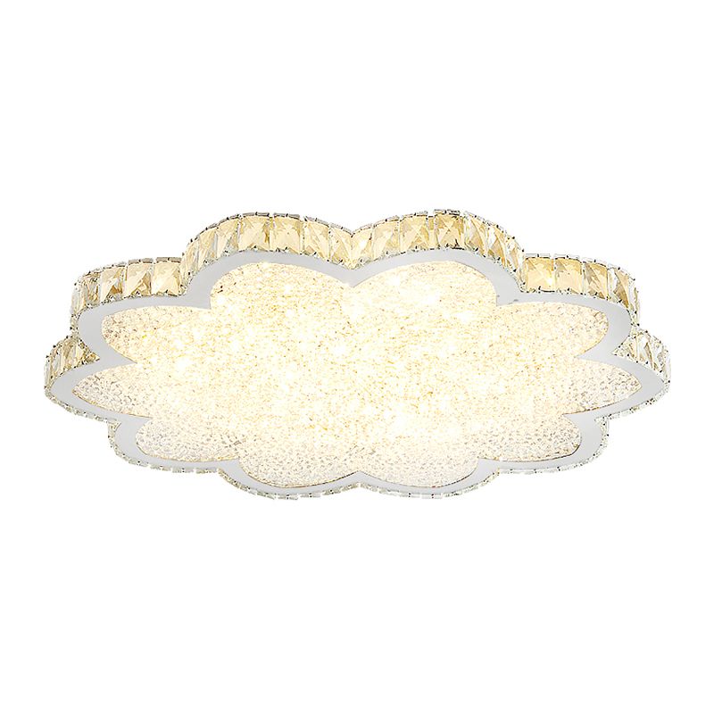 Bloom Clear Crystal Flush Light Fixture Minimalist LED Stainless-Steel Ceiling Mount Fixture