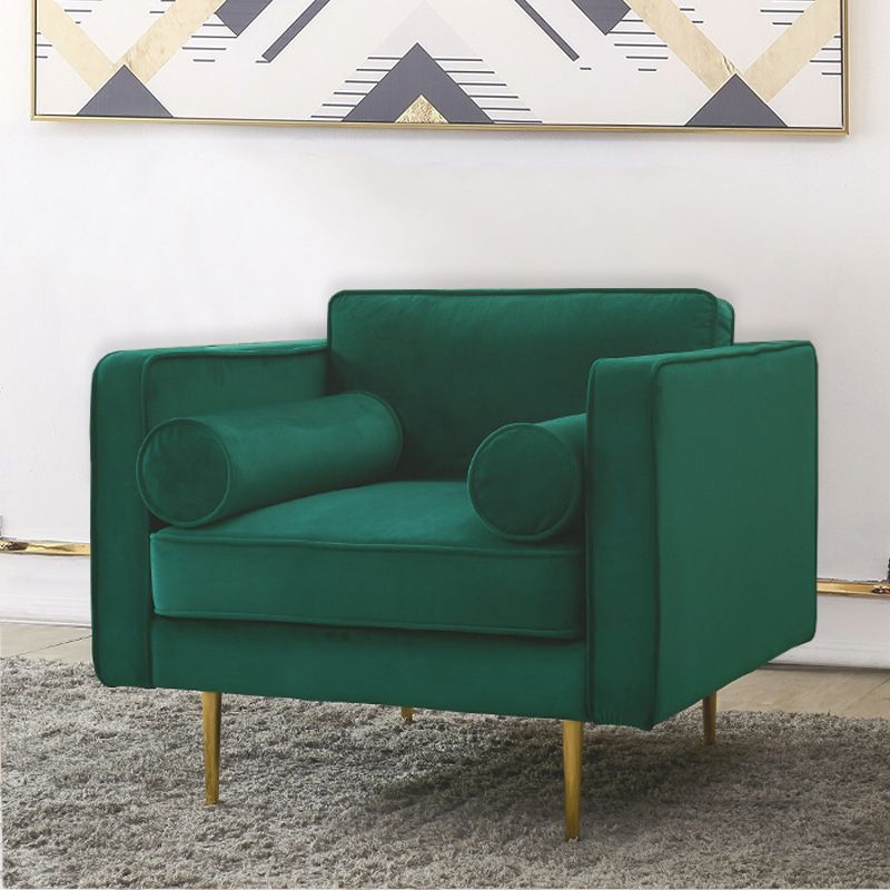 Tuxedo Arm Sofa Modern Style Green Velvet Sofa with Metal Legs