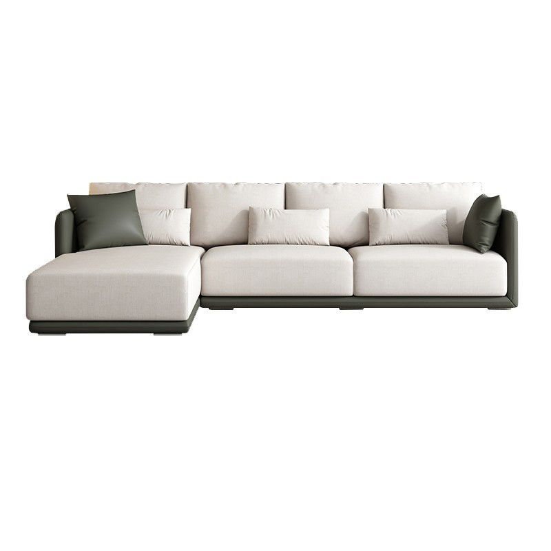 Faux Leather Sectional Square Arm Cushion Back Sofa for Living Room