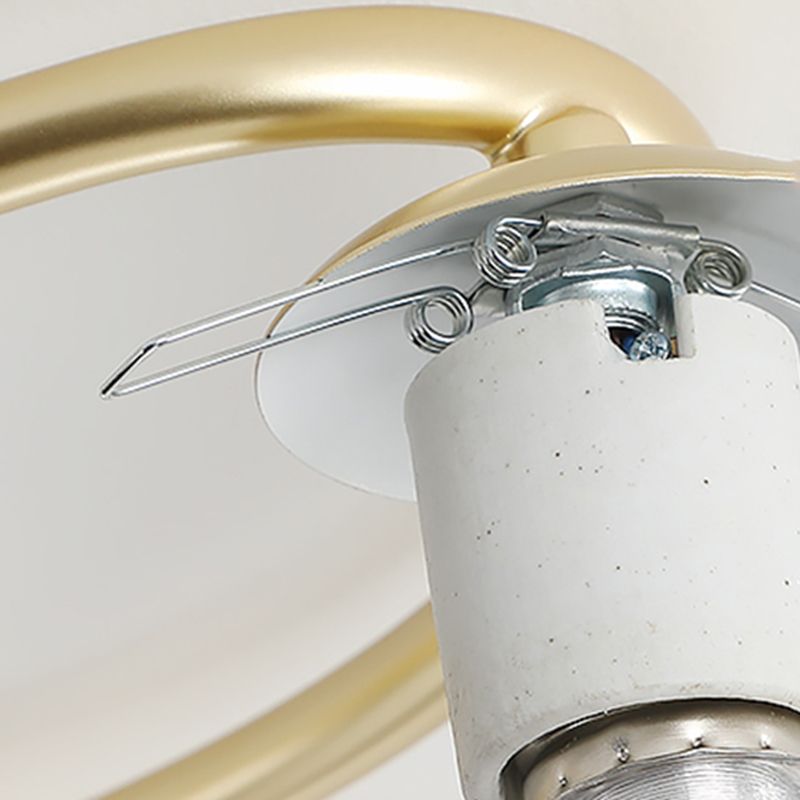 Glass Floral Semi Flush Ceiling Light Nordic Ceiling Lighting in Gold
