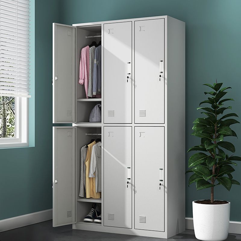 White Steel Storage Cabinet Contemporary Hinged Wardrobe Cabinet