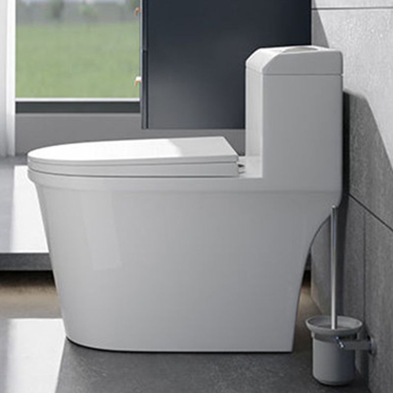 Contemporary Floor Mount Flush Toilet White Toilet Bowl for Washroom