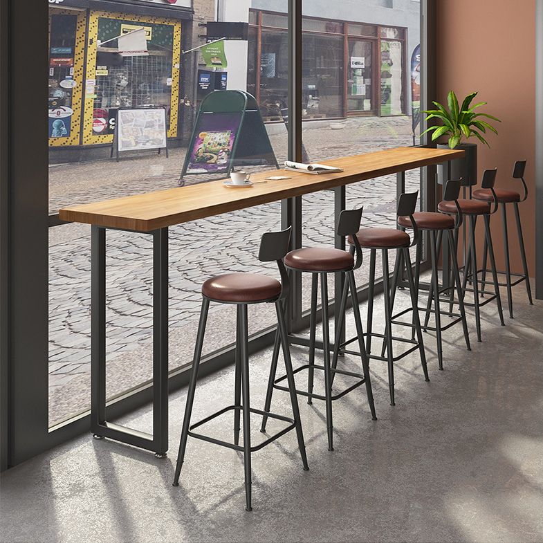 Contemporary Indoor Pub Set 1/7 Pcs Bar Table and Stools with Solid Wood Top