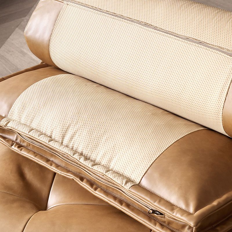 Genuine Leather Armless Settee Contemporary Standard Sofa for Apartment