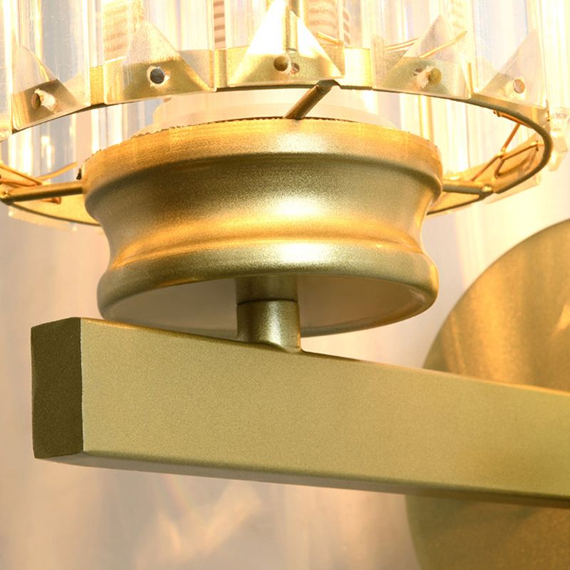 Half Cylinder Shade Crystal Wall Sconce Modern Style 1 Light Wall Mount Light Fixture
