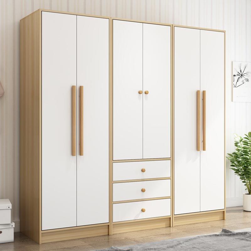 Modern Wooden Wardrobe White Colour Cloth Rod Included Wardrobe Closet for Home